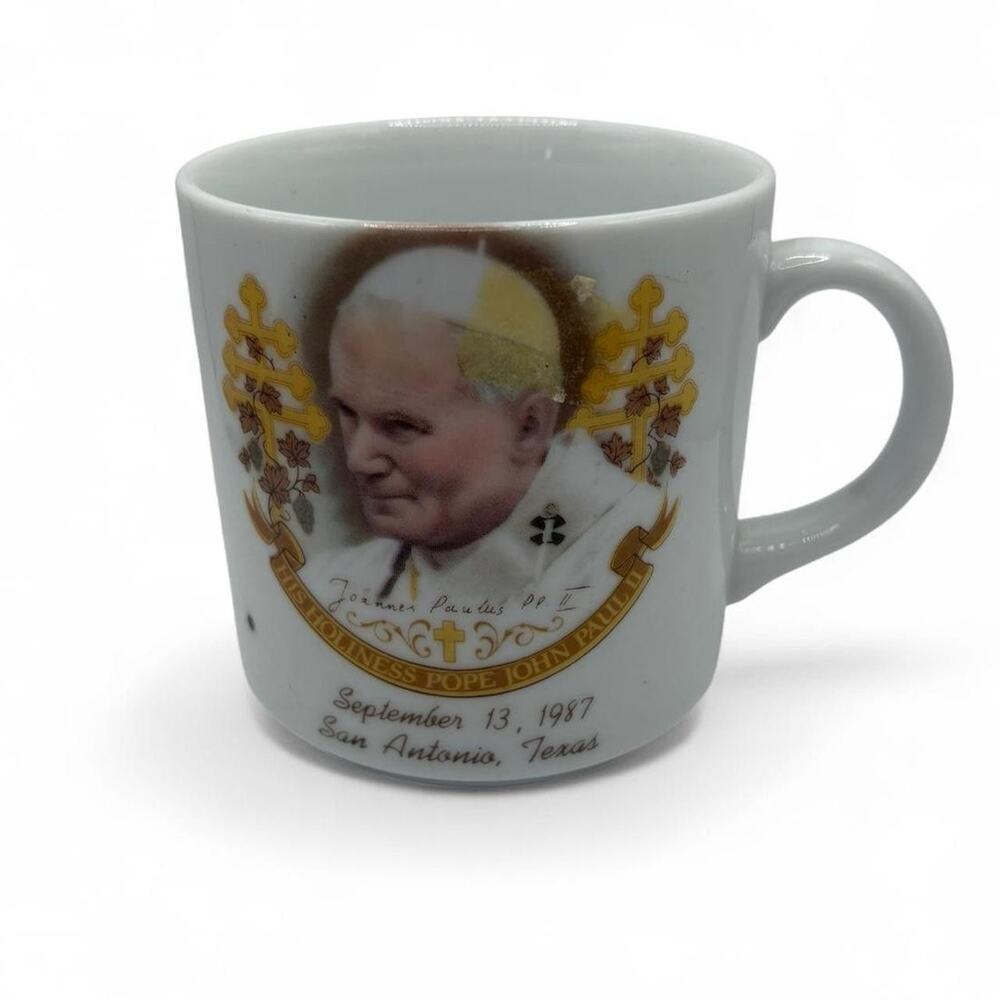 Vintage Pope John Paul II Visit Mug San Antonio Texas 1987